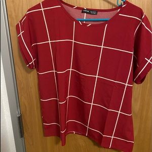 red and white blouse